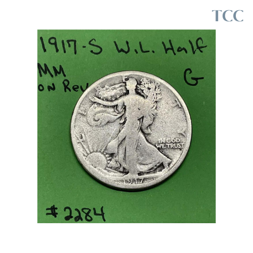1917-S Walking Liberty Half Dollar 50c G Good Reverse Mint Mark 90% Silver