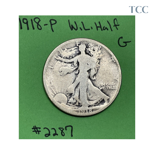 1918 P Walking Liberty Half Dollar 50c Good 90% Silver
