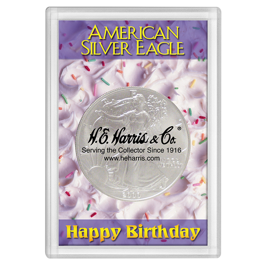 American Silver Eagle Happy Birthday Frosted Case
