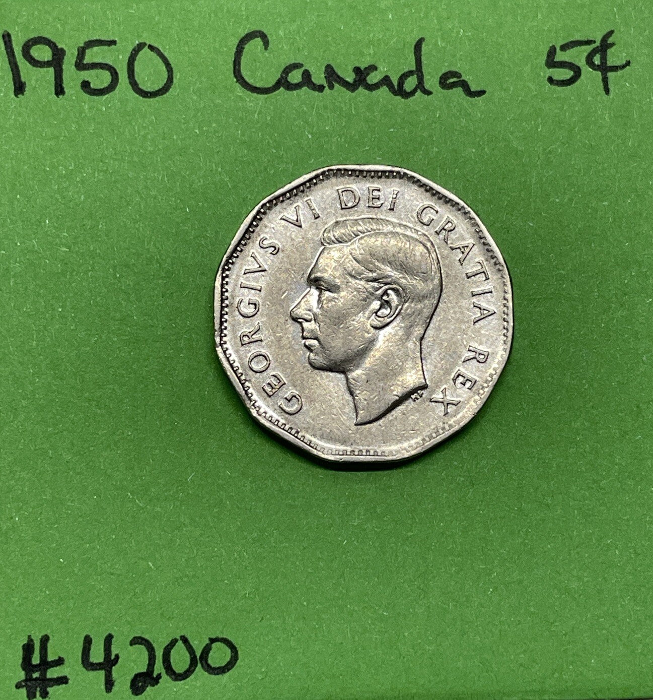 1950 Canada π¨π¦ 5 Cents - Nickel - Circulated - Nice Coin Album Collectable