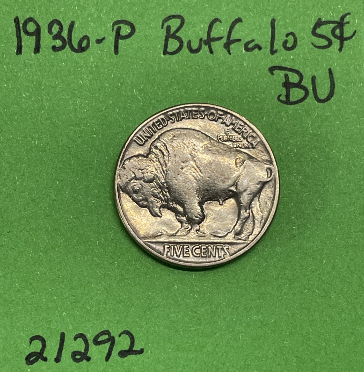 1936-P Buffalo 🦬 Indian Head Nickel 5c BU Uncirculated
