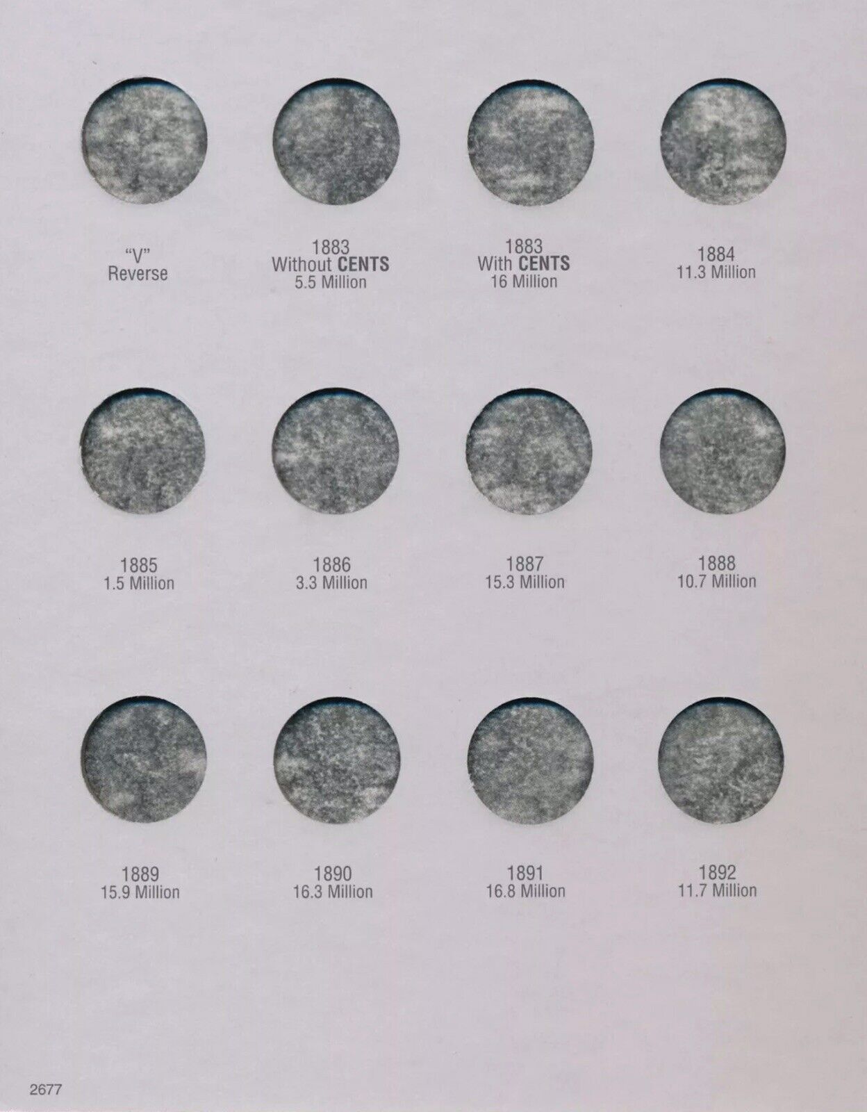 H.E. HARRIS 2677 Coin Folder Liberty Head V Nickel 5 cent 1883-1912 Album/Book