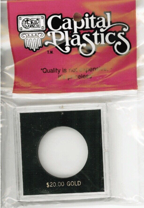 Capital Holder For $20 Gold 2.5x2.5 Black Square Plastic Holder Case Archival