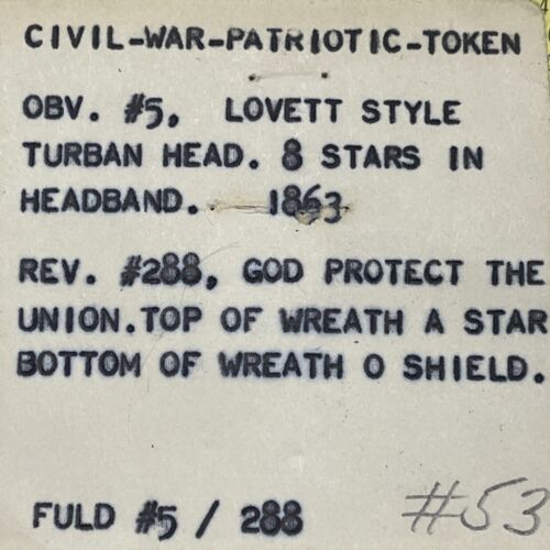 1863 God Protect The Union Lady Liberty Patriotic Civil War Token Fuld 5/288