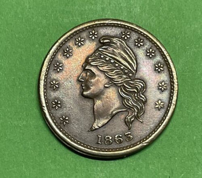 1863 God Protect The Union Lady Liberty Patriotic Civil War Token Fuld 5/288