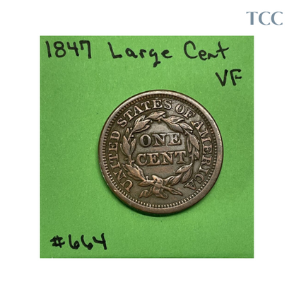 1847 Braided Hair Large Cent VF Very Fine