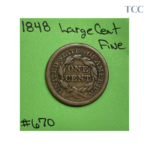 1848 Braided Hair Large Cent FN Fine