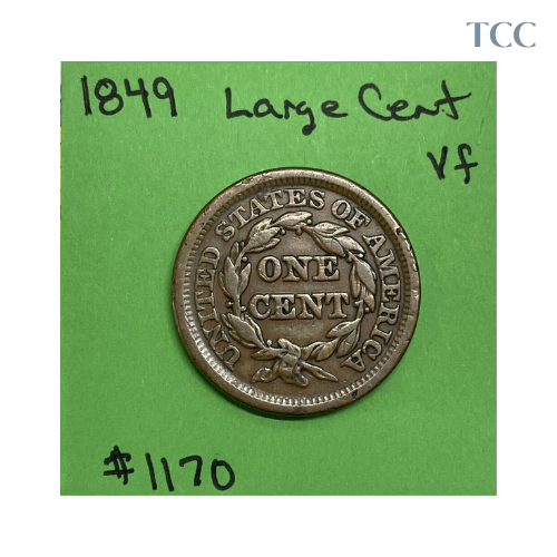 1849 Braided Hair Large Cent Choice VF Very Fine