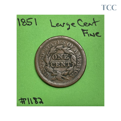 1851 Braided Hair Large Cent FN Fine