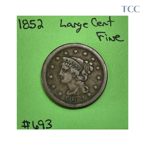 1852 Braided Hair Large Cent Fine (F)