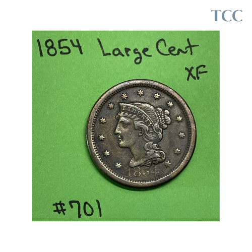 1854 Braided Hair Large Cent Extra Fine (XF)