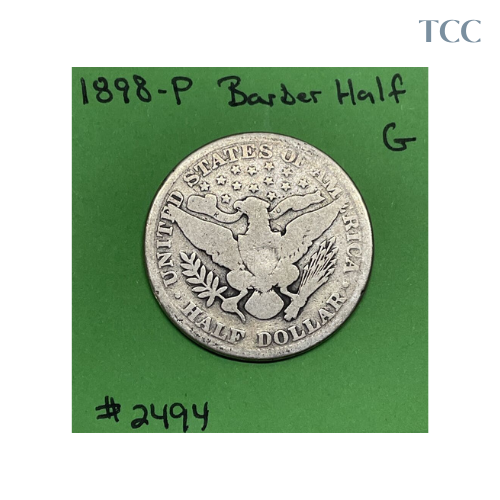 1898-P Barber Half Dollar 90% Silver Good (G)