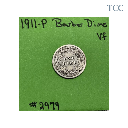 1911-P Barber Dime VF Very Fine 90% Silver