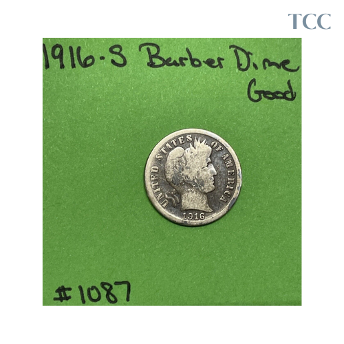 1916-S Barber Dime Good (G)