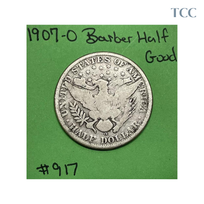 1907-O Barber Half Dollar Good (G) 90% Silver