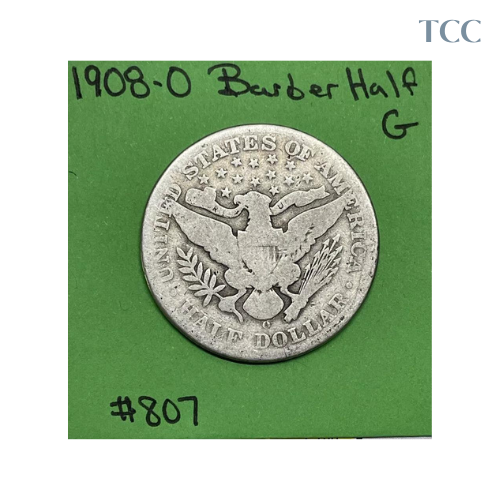 1908 O Barber Half Dollar Good (G) 90% Silver