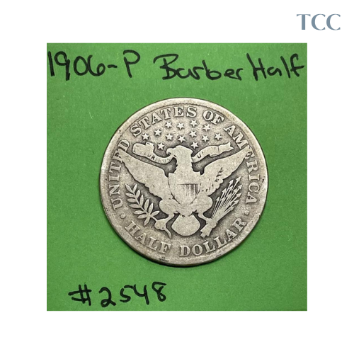 1906 P Barber Half Dollar Good (G) 50c 90% Silver