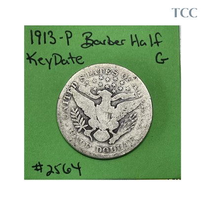 1913-P Barber Half Dollar