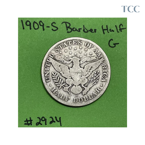 1909 S Barber Half Dollar 50c Good 90% Silver