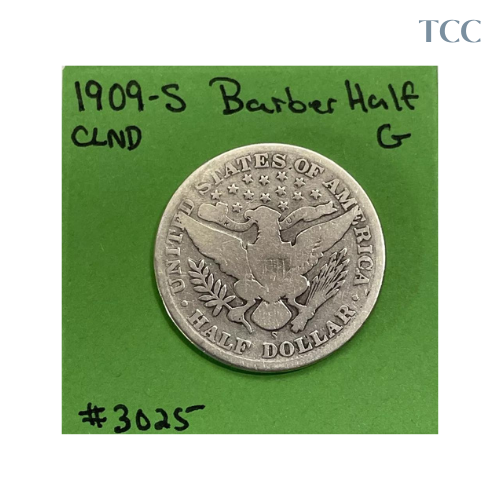 1909 S Barber Half Dollar 50c Good Cleaned 90% Silver