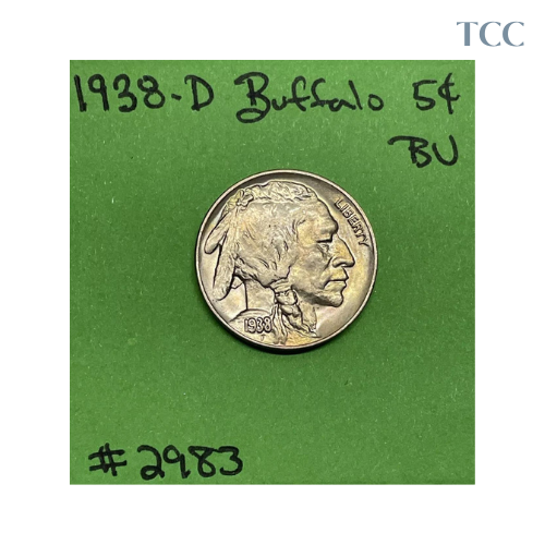 1938 D Buffalo Indian Head Nickel 5c BU Brilliant Uncirculated