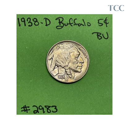 1938 D Buffalo Indian Head Nickel 5c BU Brilliant Uncirculated