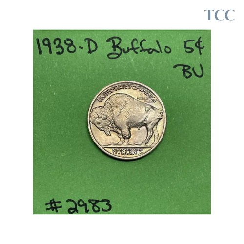 1938 D Buffalo Indian Head Nickel 5c BU Brilliant Uncirculated