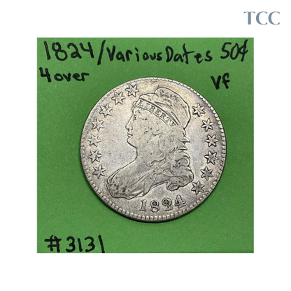 1824/Various Dates Overdate Capped Bust Silver Half Dollar