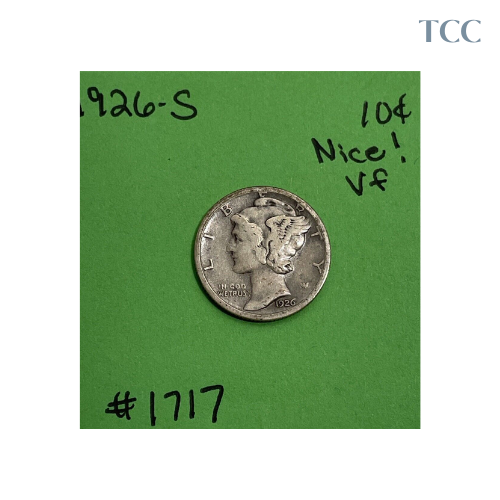 1926-S Mercury Dime Choice Very Fine (VF) 90% Silver