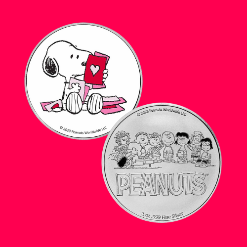 Peanuts® Snoopy Valentine's Day Cards 1 oz Colorized Silver