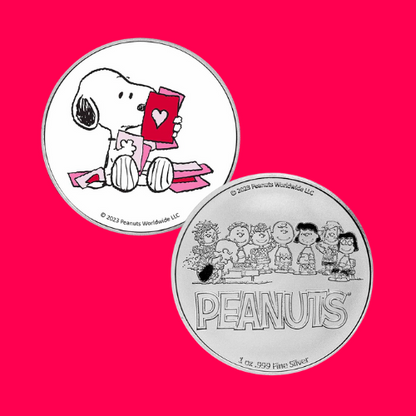 Peanuts® Snoopy Valentine's Day Cards 1 oz Colorized Silver