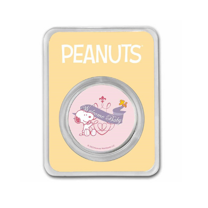 Peanuts® Welcome Baby Girl 1 oz Colorized Silver