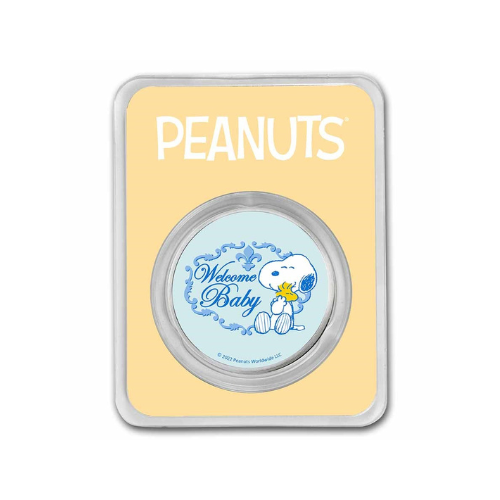 Peanuts® Welcome Baby Boy 1 oz Colorized Silver