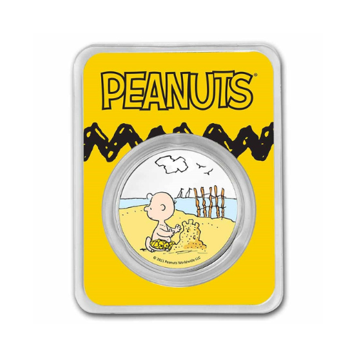 Peanuts® Charlie Brown Builds a Sandcastle 1 oz Colorized Silver