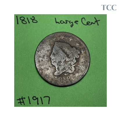 1818 Coronet Head Large Cent Light Scratches