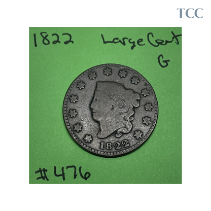 1822 Coronet Head Large Cent Good (G)