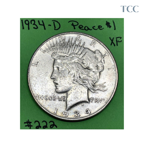 1934-D Peace 90% Silver Dollar XF Extra Fine