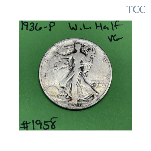 1936 P Walking Liberty Half Dollar 90% Silver VG Very Good