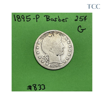 1895-P Barber Quarter Good 90% Silver