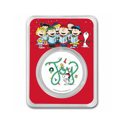 Peanuts® Holiday "Joy" "Shiny & Bright" 1 oz Colorized Silver