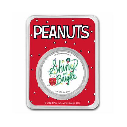 Peanuts® Holiday "Joy" "Shiny & Bright" 1 oz Colorized Silver