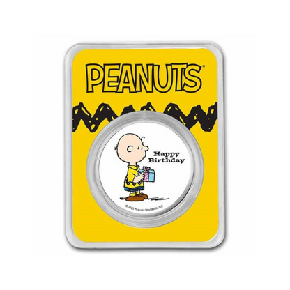 Peanuts® Charlie Brown Happy Birthday 1 oz Colorized Silver