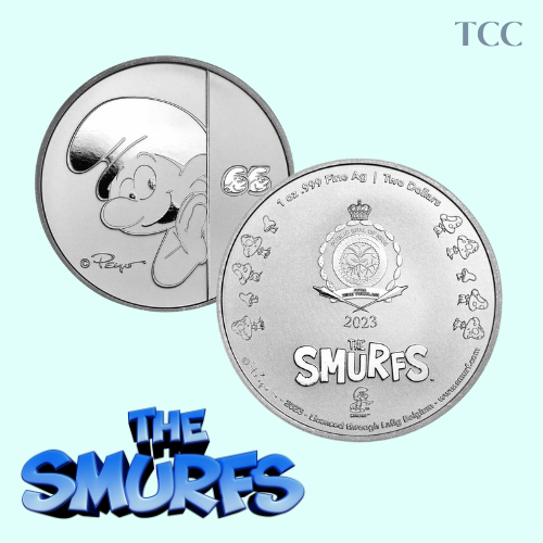 2023 Niue 1oz Silver $2 Smurfs 65th Anniversary BU