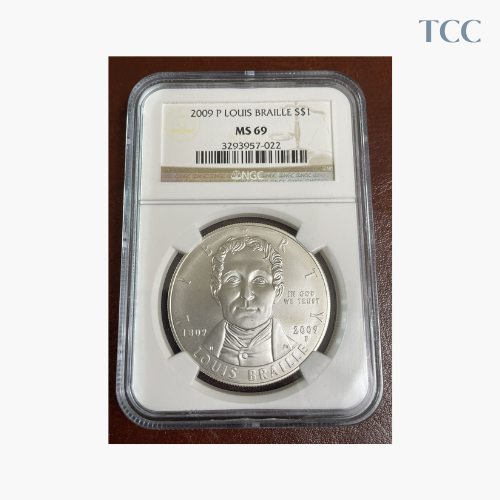 2009-P Louis Braille Commemorative Silver Dollar