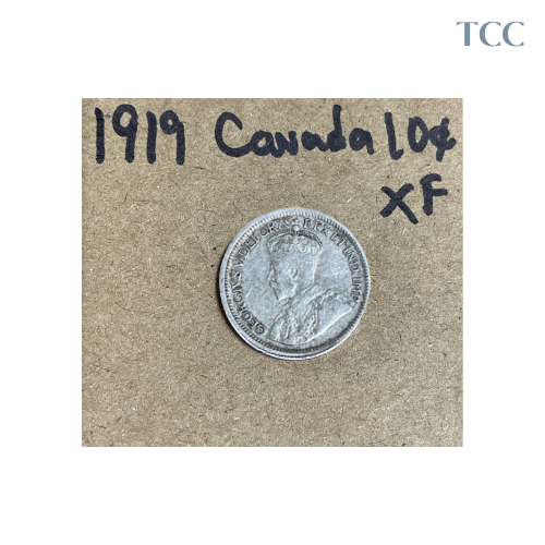 1919 Canada 10 Cent Silver Dime XF Extra Fine