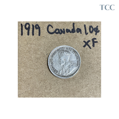 1919 Canada 10 Cent Silver Dime XF Extra Fine