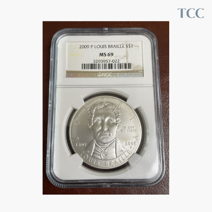 2009-P Louis Braille Commemorative Silver Dollar