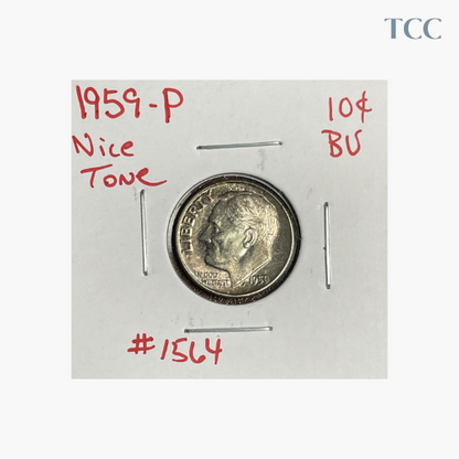 1959-P Roosevelt Dime Uncirculated BU 90% Silver