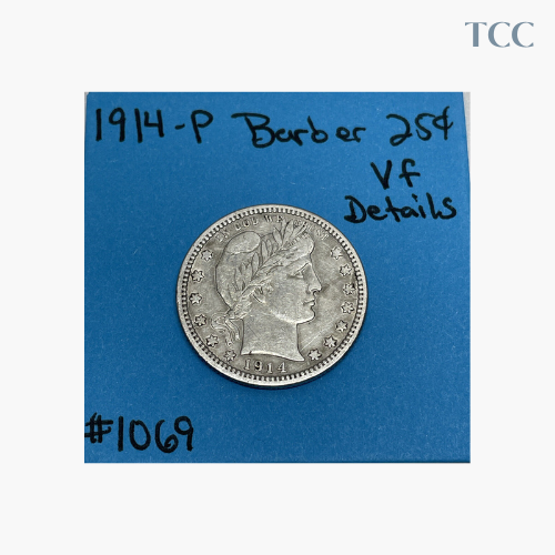 1914-P Barber Quarter 90% Silver VF