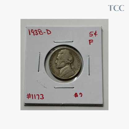 1938 D Jefferson Nickel Fine (F)